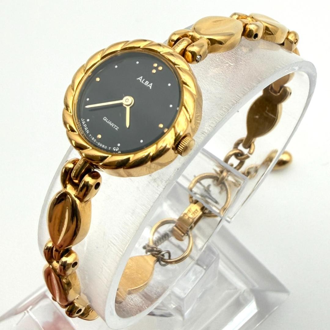 Seiko Alba bracelet watch, gold, new battery, stainless steel, women’s, work