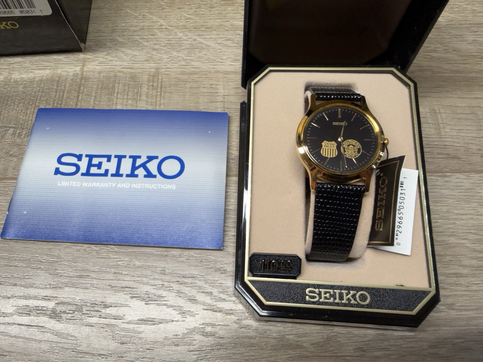 Seiko Union Pacific Railroad Southern Pacific Lines Calf Band Watch New In Box