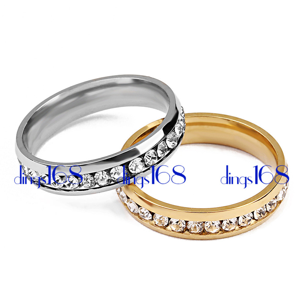 Men&Womens 18K Gold Filled Tarnish-Free Crystal Micropave 4mm Wide Band Ring E3T