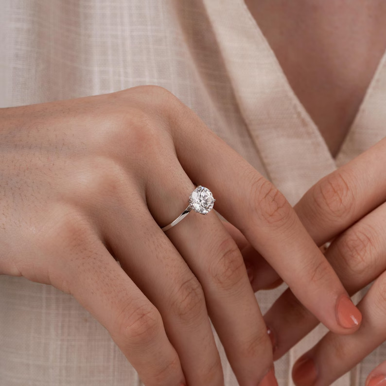 2.16 CTW Round Lab Grown Diamond Hidden Halo Solitaire Ring FG VVS-VS For Gift