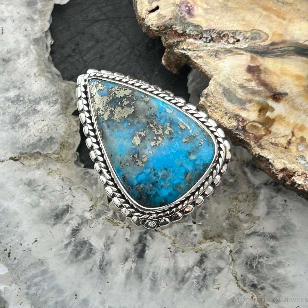 Sterling Southwestern Style Teardrop Shattuckite Decorated Ring Sz 6.5 For Women