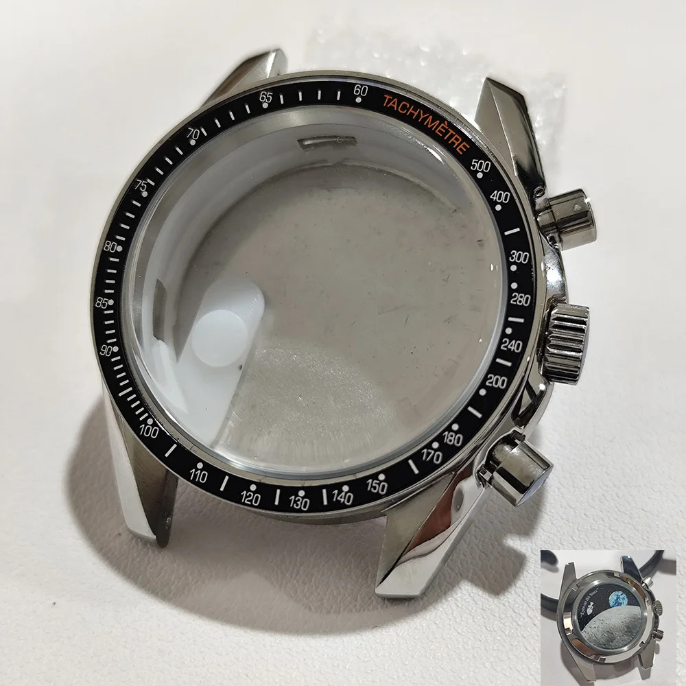 For VK63 Moon Watch 39.7MM Case Moon Pattern Back Chronograph Stainless Steel