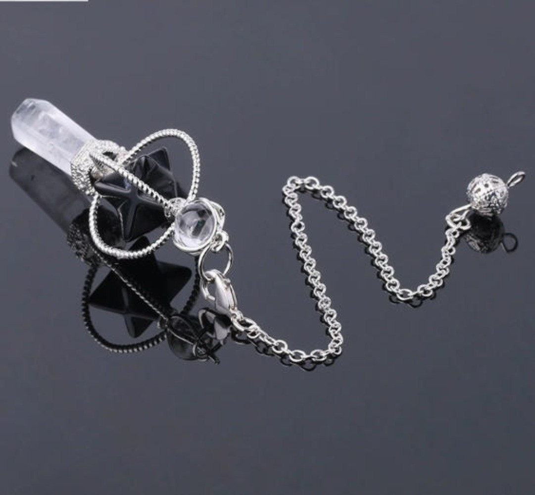 Natural Gemstones Merkaba Hexagram Rotating Healing Crystal Reiki Chakra Pendant