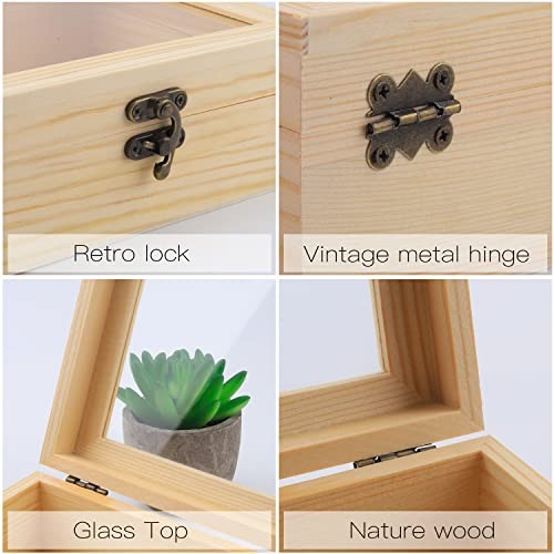 Nsmykhg Wooden Box,Wooden Storage Box,Rectangle Unfinished Pine 7 x 7 x 2.8 In