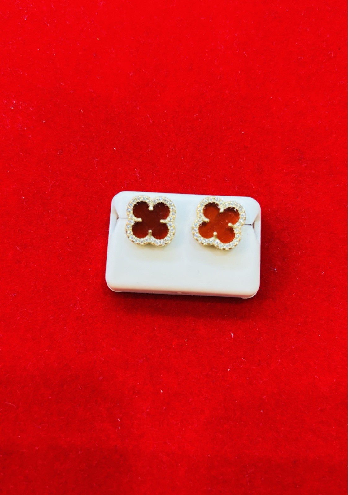925 Sterling Silver Gold Tone Square Moissanite Pavé Stud Earrings Butterfly