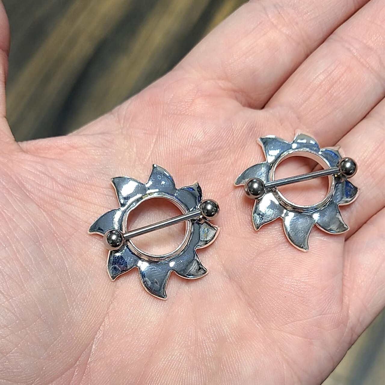 Nipple Shields Surgical Steel Tribal Blade Design 14g – Sold as a pair