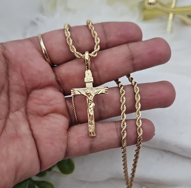 Gold Square Initial Necklace, 3mm Rope Chain, 14k Heavy Plated