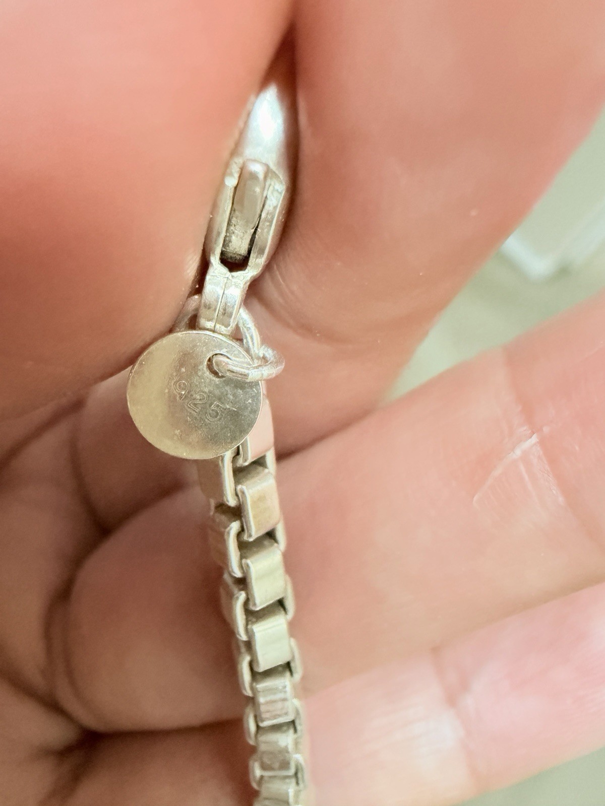 Tiffany & Co. Signed Silver Box Chain Bracelet