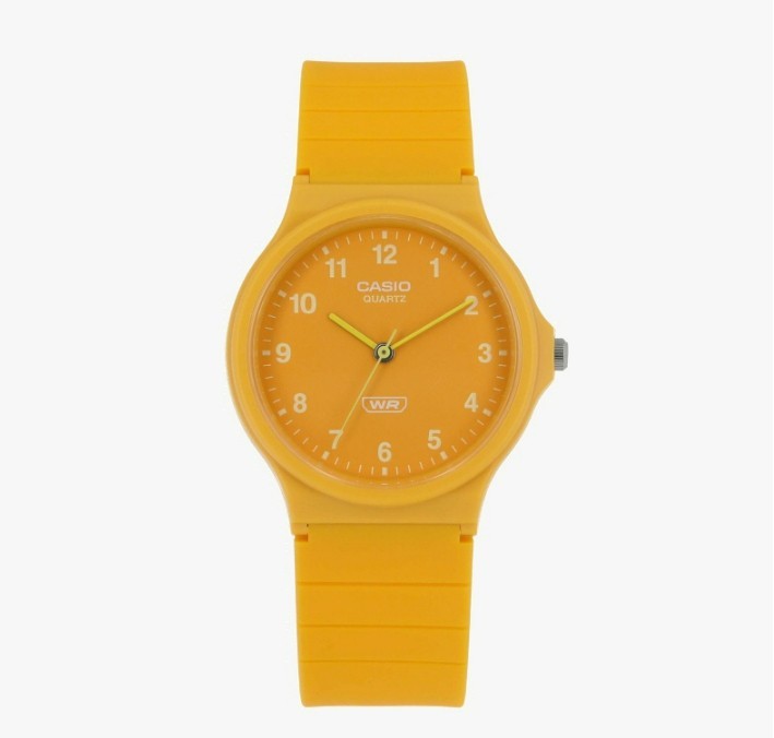 Casio MQ-24B-9B Analog Watch Yellow Resin Unisex Lightweight Casual Wristwatch