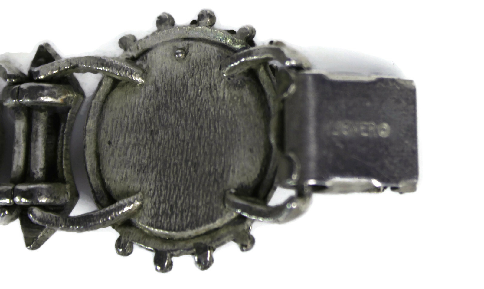 Vintage Lisner Heraldic Crown Eagle Silver Tone Panel Bracelet