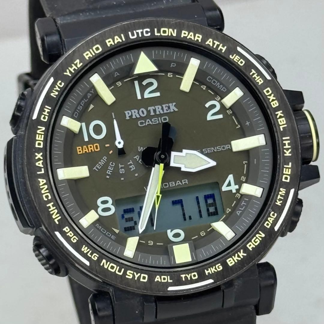 Excellent Condition PROTREK PRG 650YL Tough Solar Black Ana Digi Working