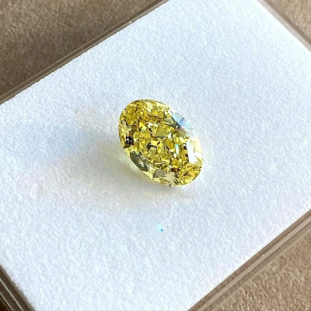 4 Ct Lab Grown Yellow Diamond Oval Cut VVS1 D Grade Certified Jewelry Gemstone
