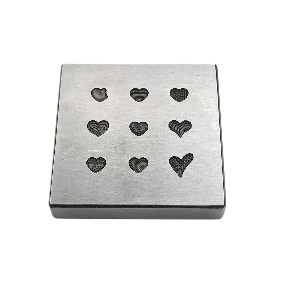 9 Impression Heart Shapes Shot Plate – Silversmith Tools – Jewelry Making Die