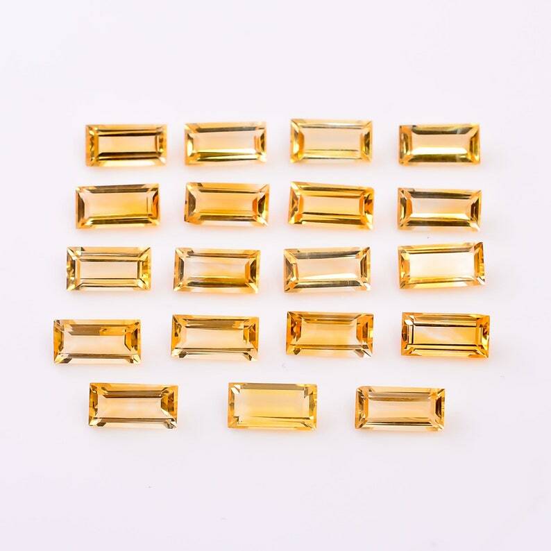 Natural Citrine 2.5x5mm Baguette Faceted Calibrated Size Loose Gemstone 100 Pc