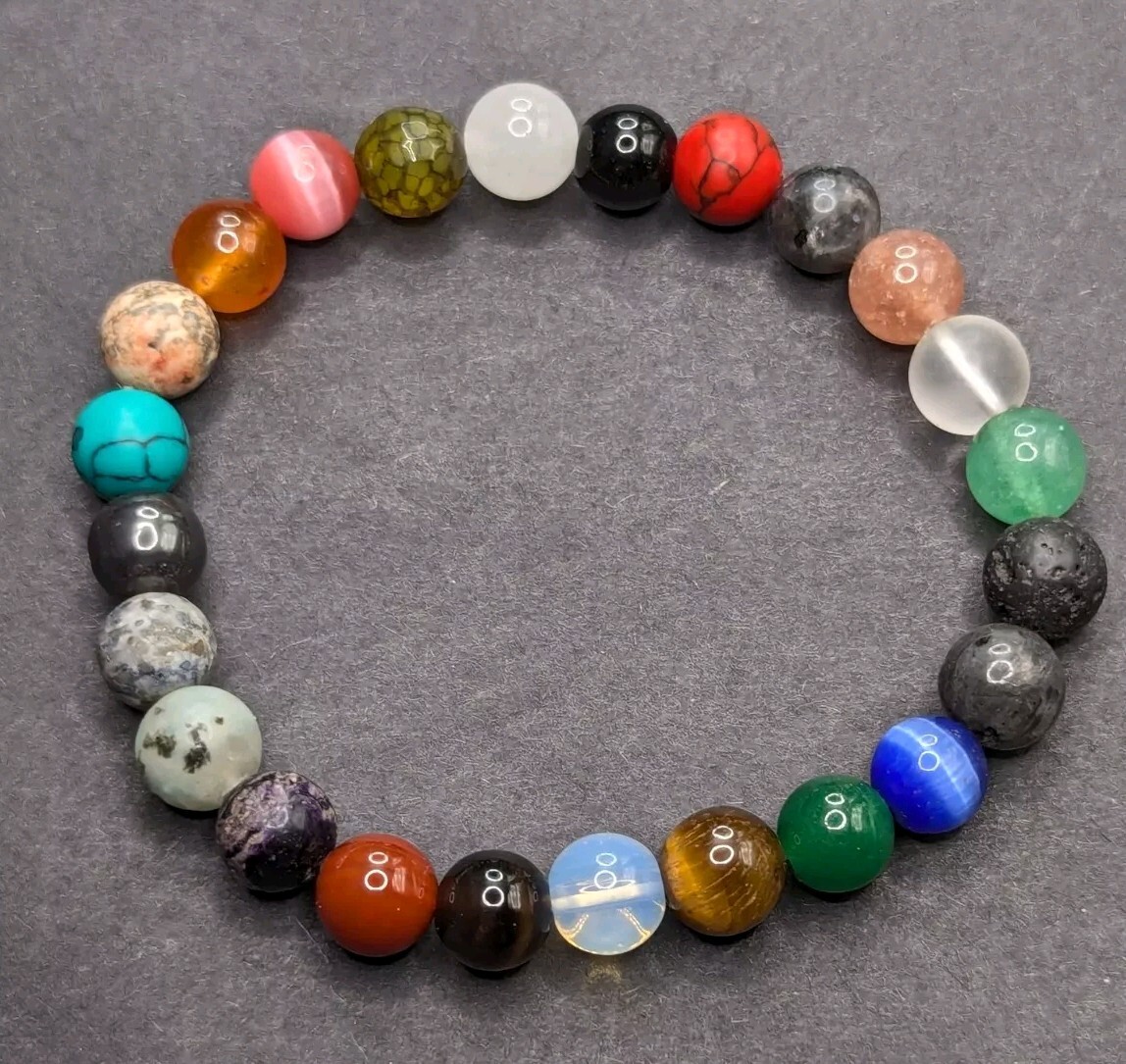 Women’s Colorful Mixed Beaded Stretch Bracelet (17cm) Medium/Small Wrist
