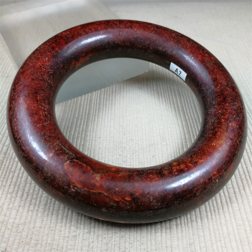 61MM China Scarce Ancient Red Green NATURAL HETIAN Jadeite Jade Bracelet