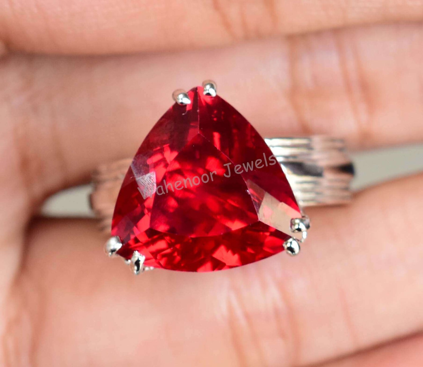 925 Sterling Silver Ring Natural Ruby 15 MM Round Wedding Ring CERTIFIED