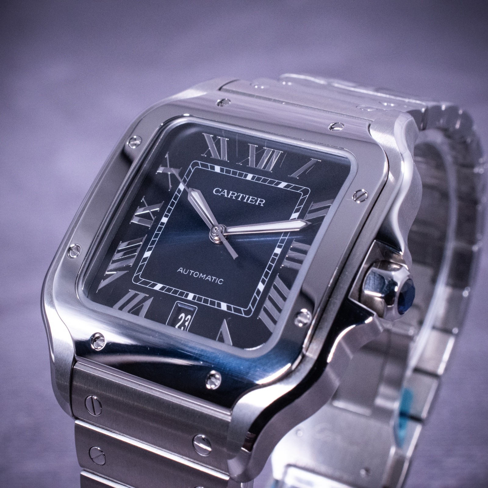 Unworn Cartier Santos de Cartier Large Model, Blue Dial, Ref. WSSA0030 w/ B&P
