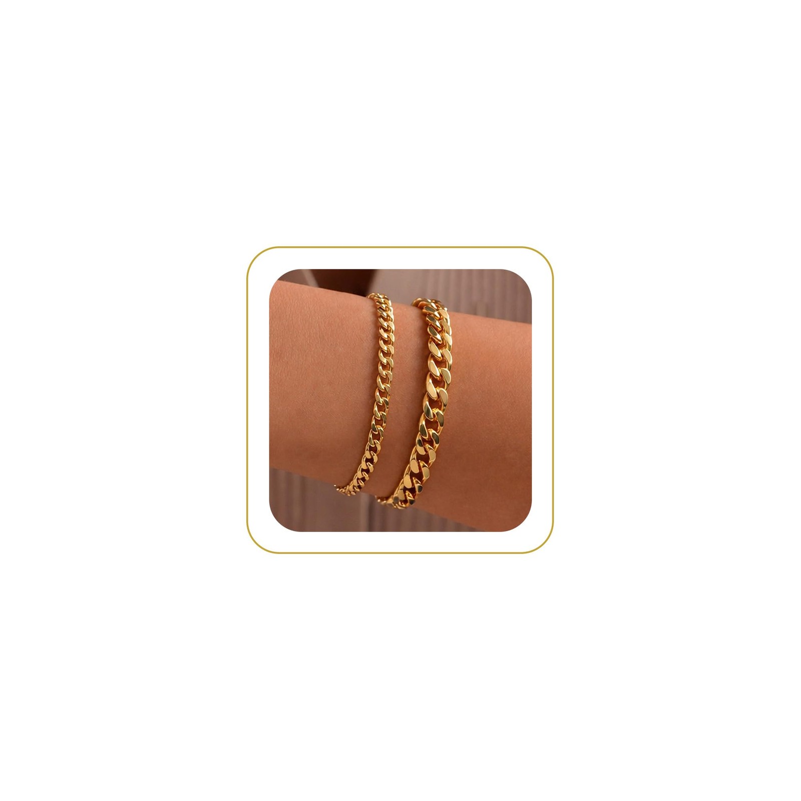 Gold Bracelets for Women Waterproof，14K Gold Plated Dainty Stackable Cuban Li…