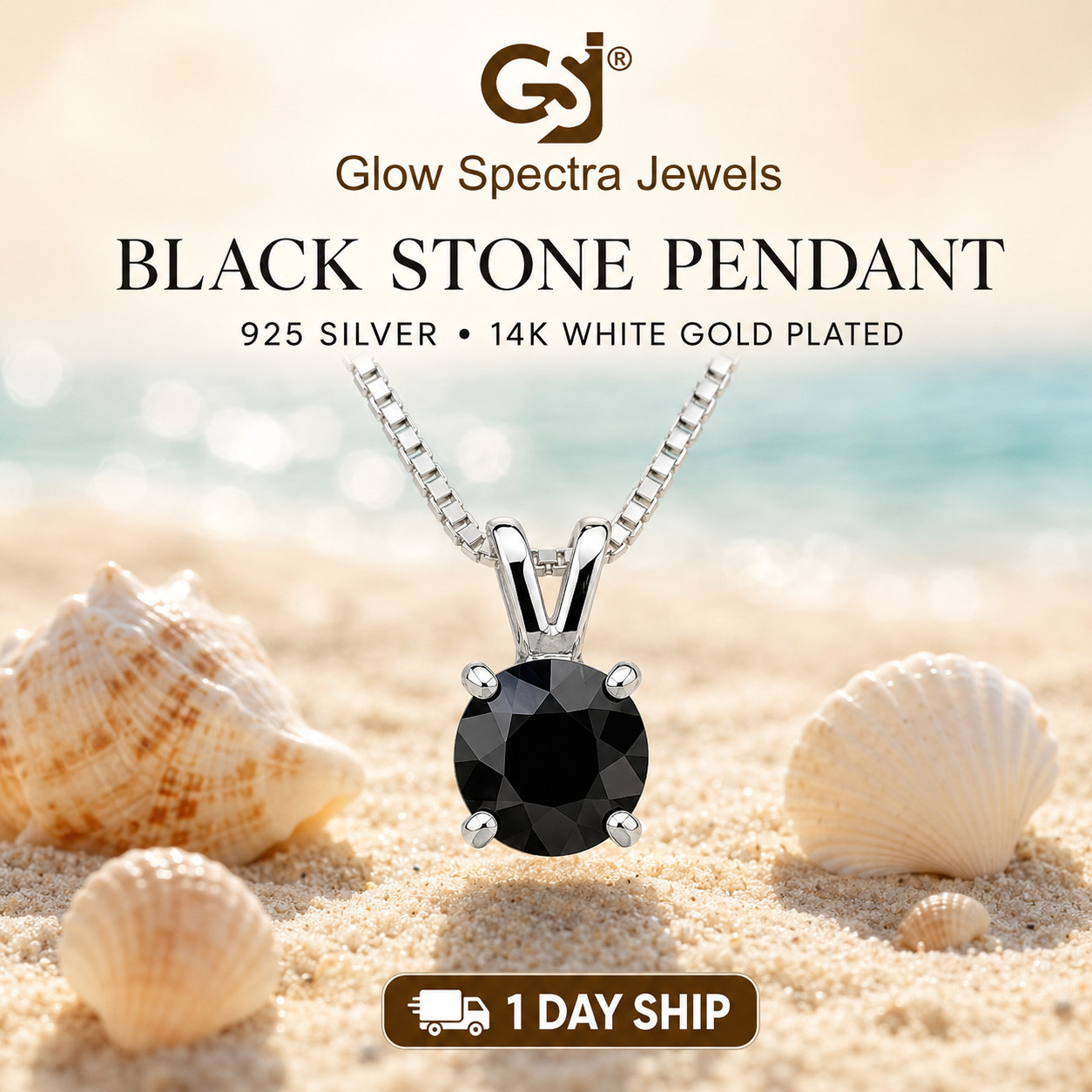 2.50Ct Round Black Onyx Diamond Solitaire Women Pendant 14K White Gold Plated