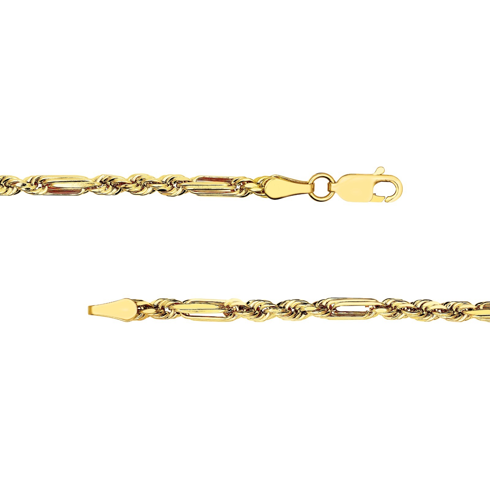 14k Yellow Gold 3.00mm Figarope Milano Chain Unisex Necklace