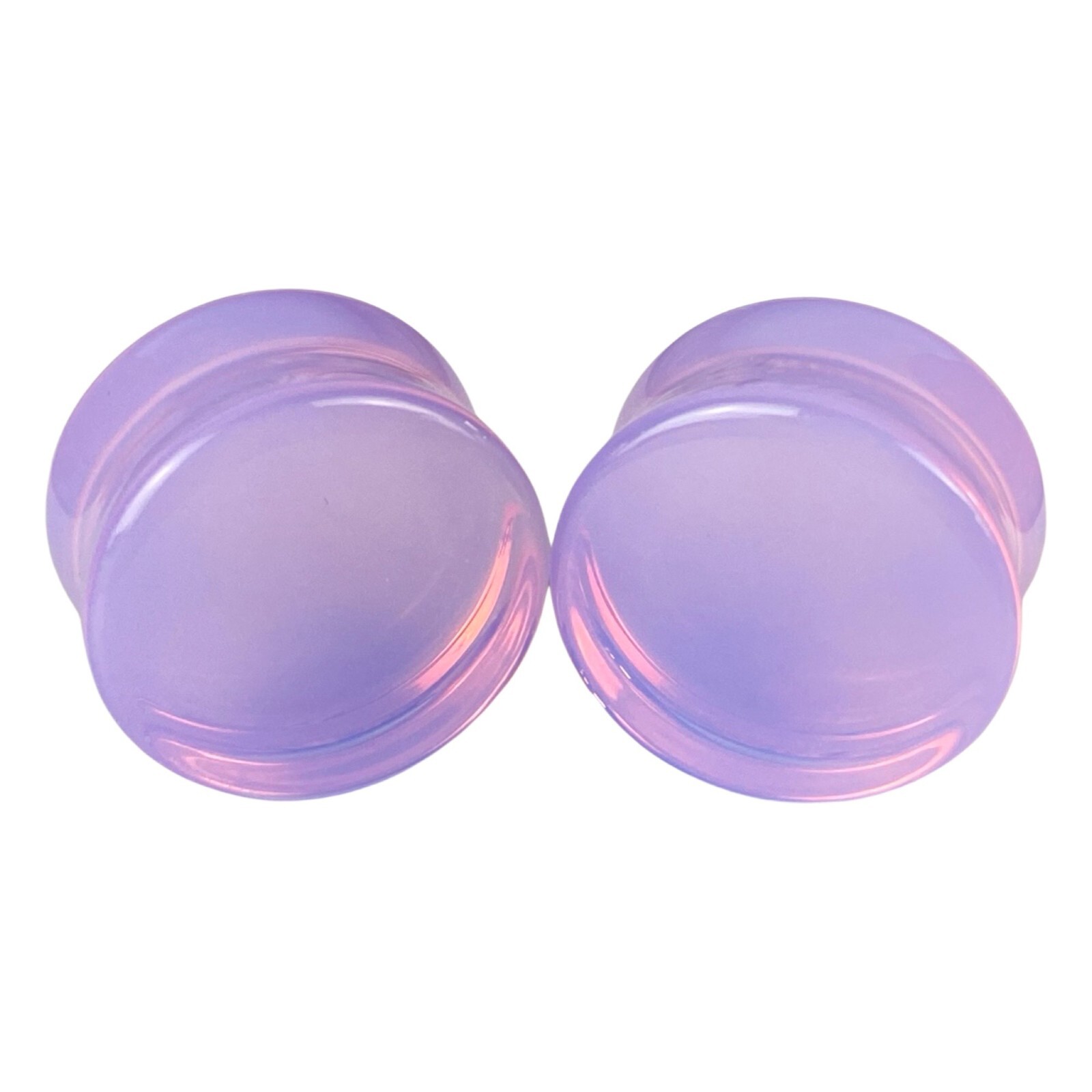 Pair of Lavender Opalite Stone Double Flare Plugs (STN-725) gauges