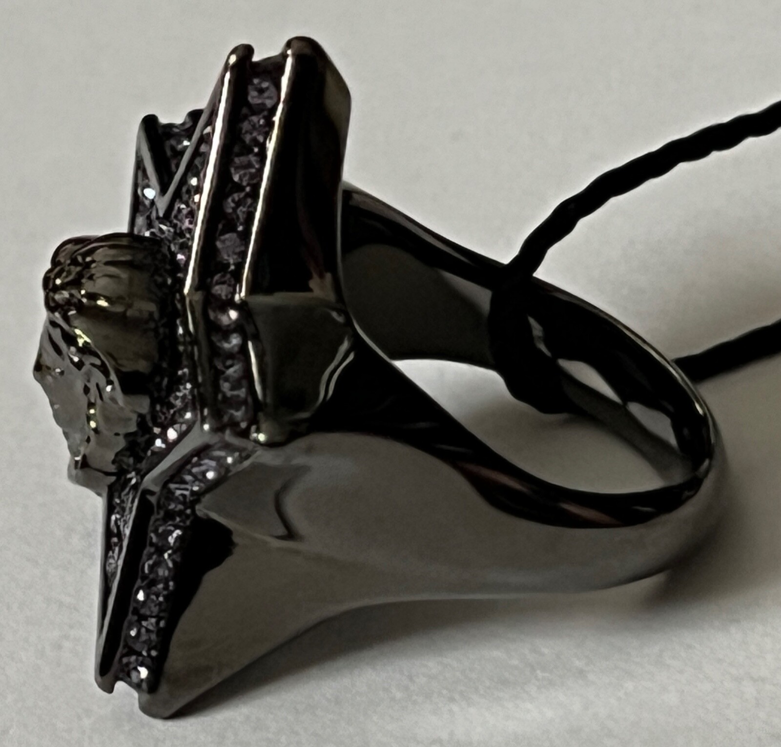 NIB Versace Medusa Logo Star Galaxy Purple Crystal Ruthenium Ring 15 US 7 $695