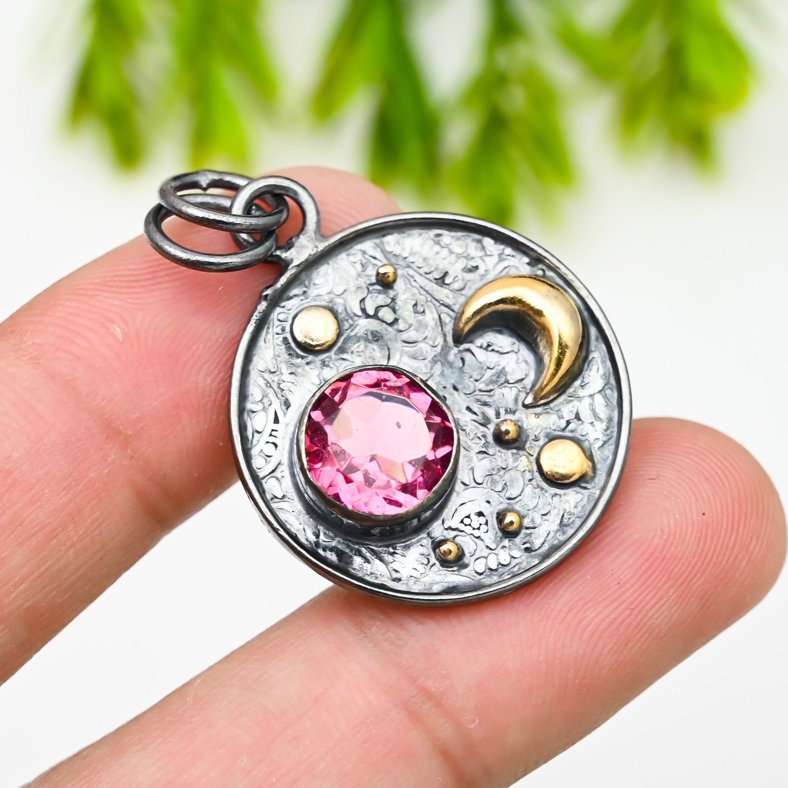 Rhodolite Gemstone 925 Sterling Silver Pendant Handmade Jewelry Gift For Her