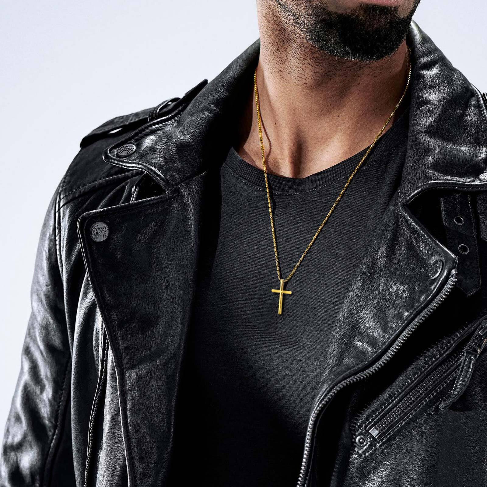 Cross Necklace for Men Women,Plain Cross Pendant Collar with Box Chain Gift