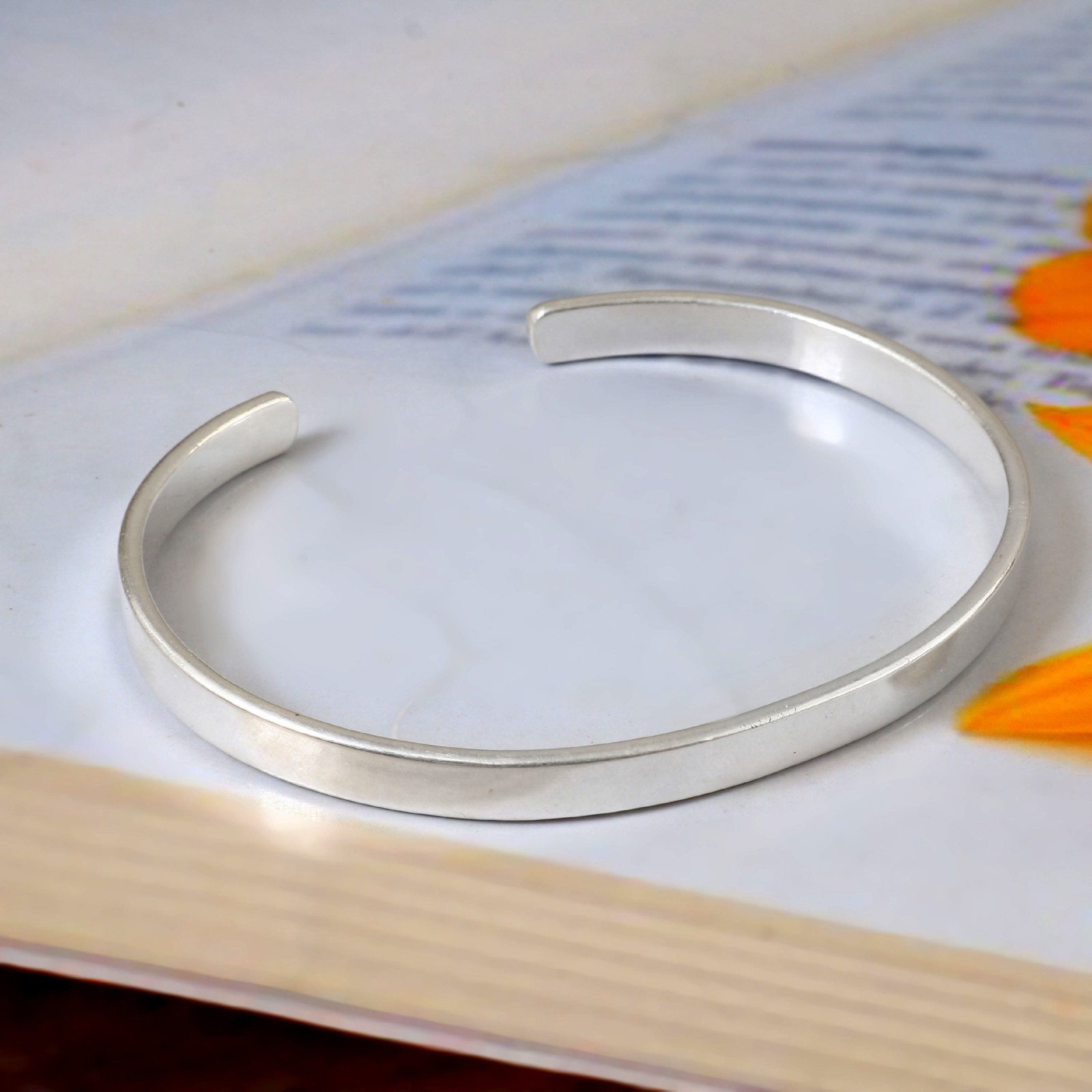 Sterling Silver Cuff Bracelet Open Bangle Minimalist Handmade Unisex Gift