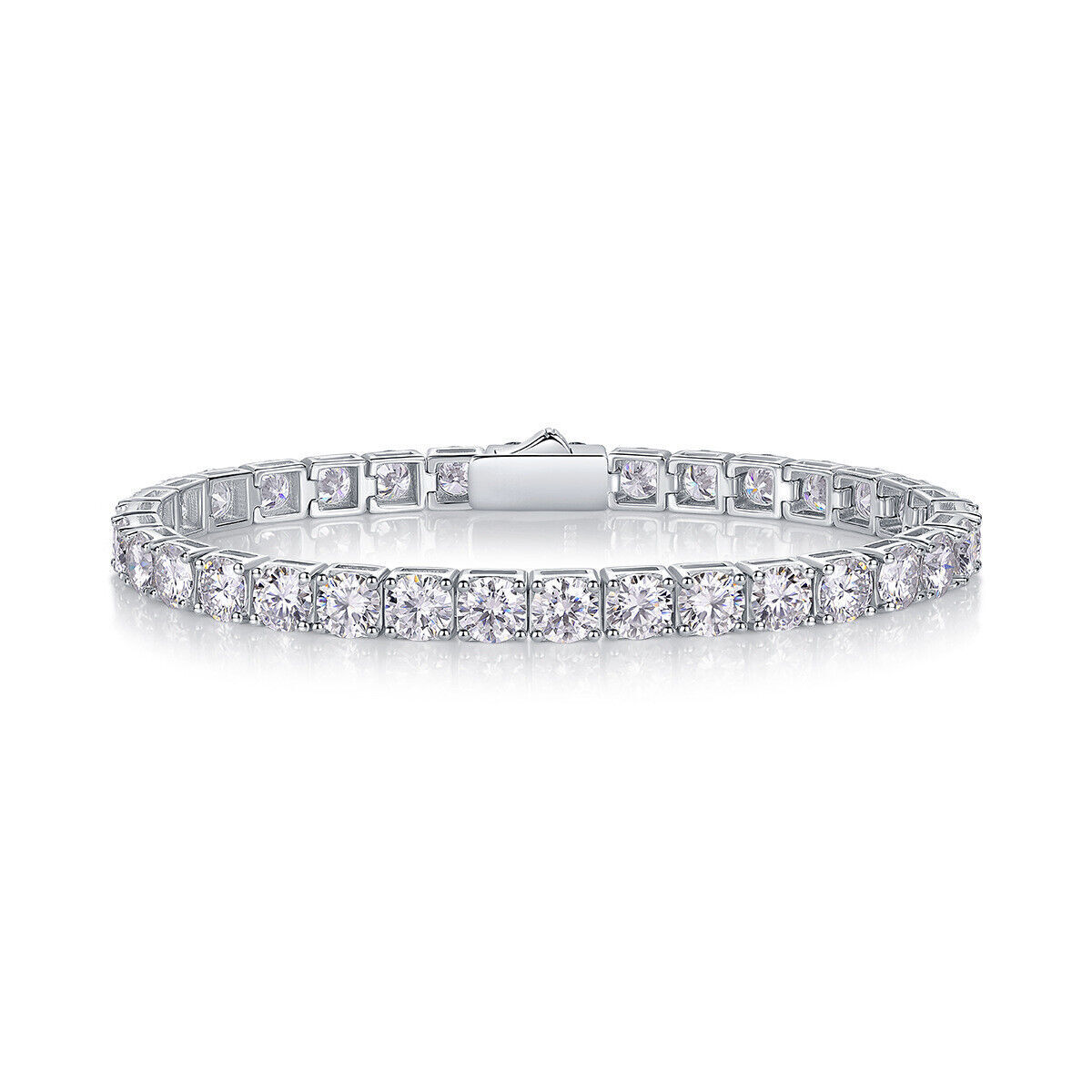 VVS1/D Certified Moissanite Tennis Bracelet – 925 Sterling Silver 3mm – 5mm