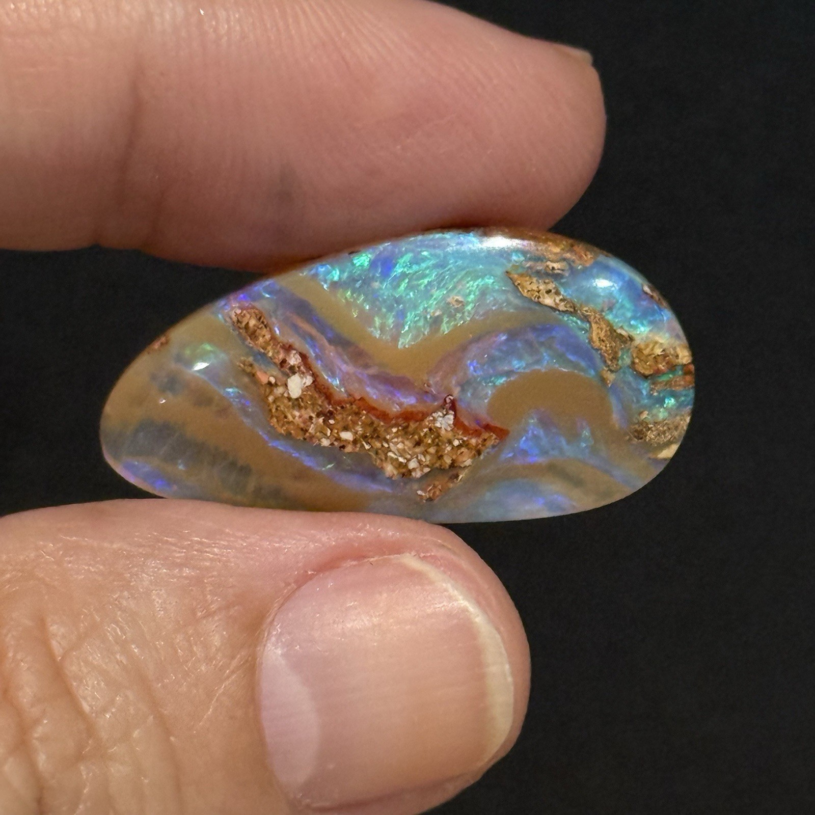 12.6ct 28.65×14.3×4.7mm Crystal Pipe Australian Boulder Opal Cabochon Gem