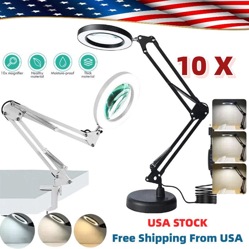 10X Magnifying Glass with LED Light Magnifier Crafts Reading Desk Stand Lamp NEW
