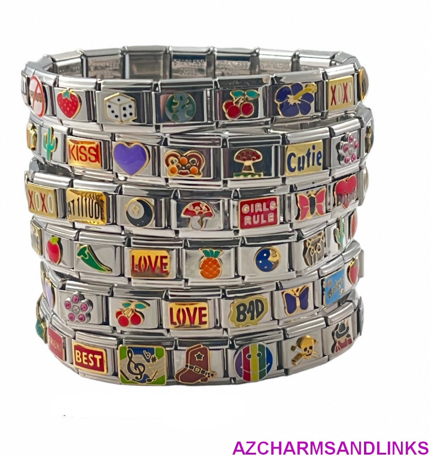 Grandma Red Heart Italian Charm Bracelet Link Compatible with all 9mm Charms #19