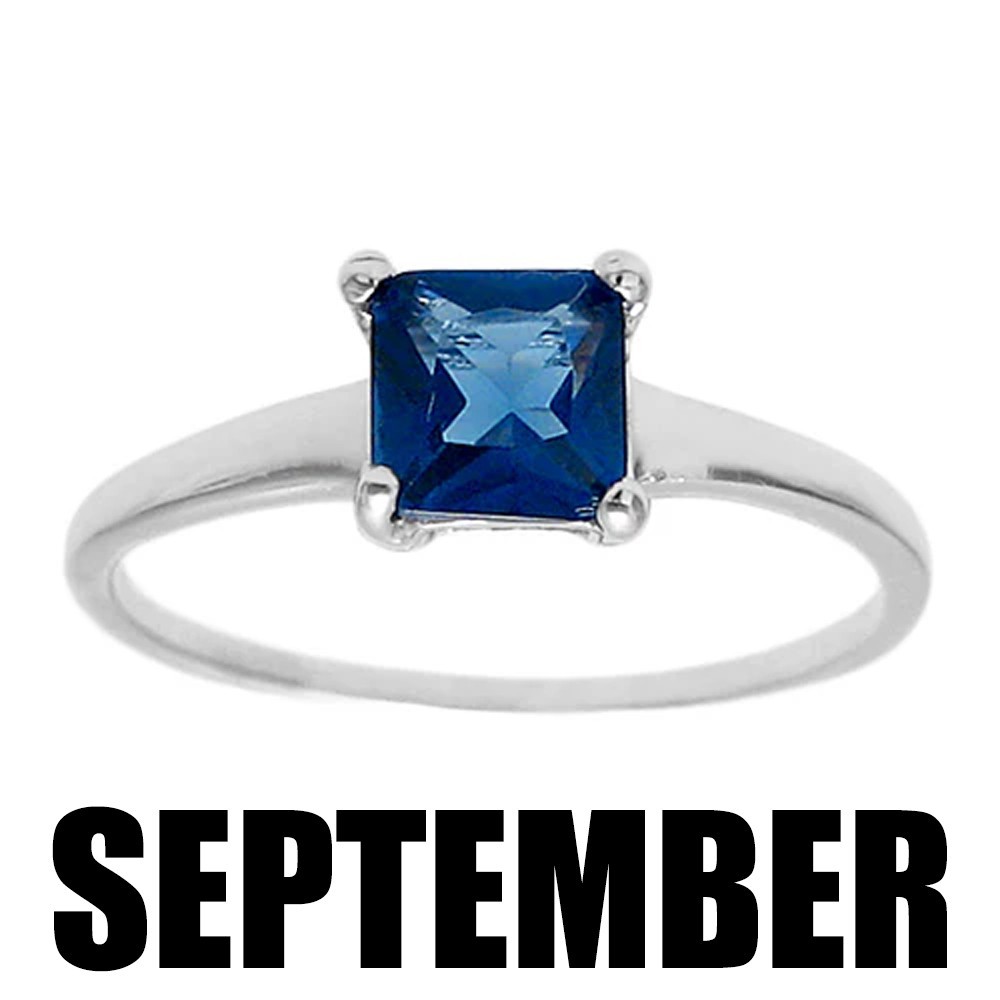 925 Sterling Silver Child’s Baby Princess Cut CZ Birthstone Ring Choose Month
