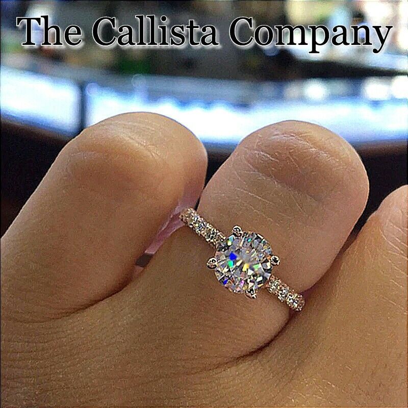 THE CALLISTA CO. LAB-CREATED D0.84CT RD CUT CLEAR 3A+CZ 14K ROSE GOLD RG SZ 6-9