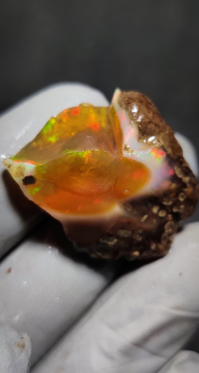 23ct natural ethiopian opal welo rough intense multi color play of fire gemstone