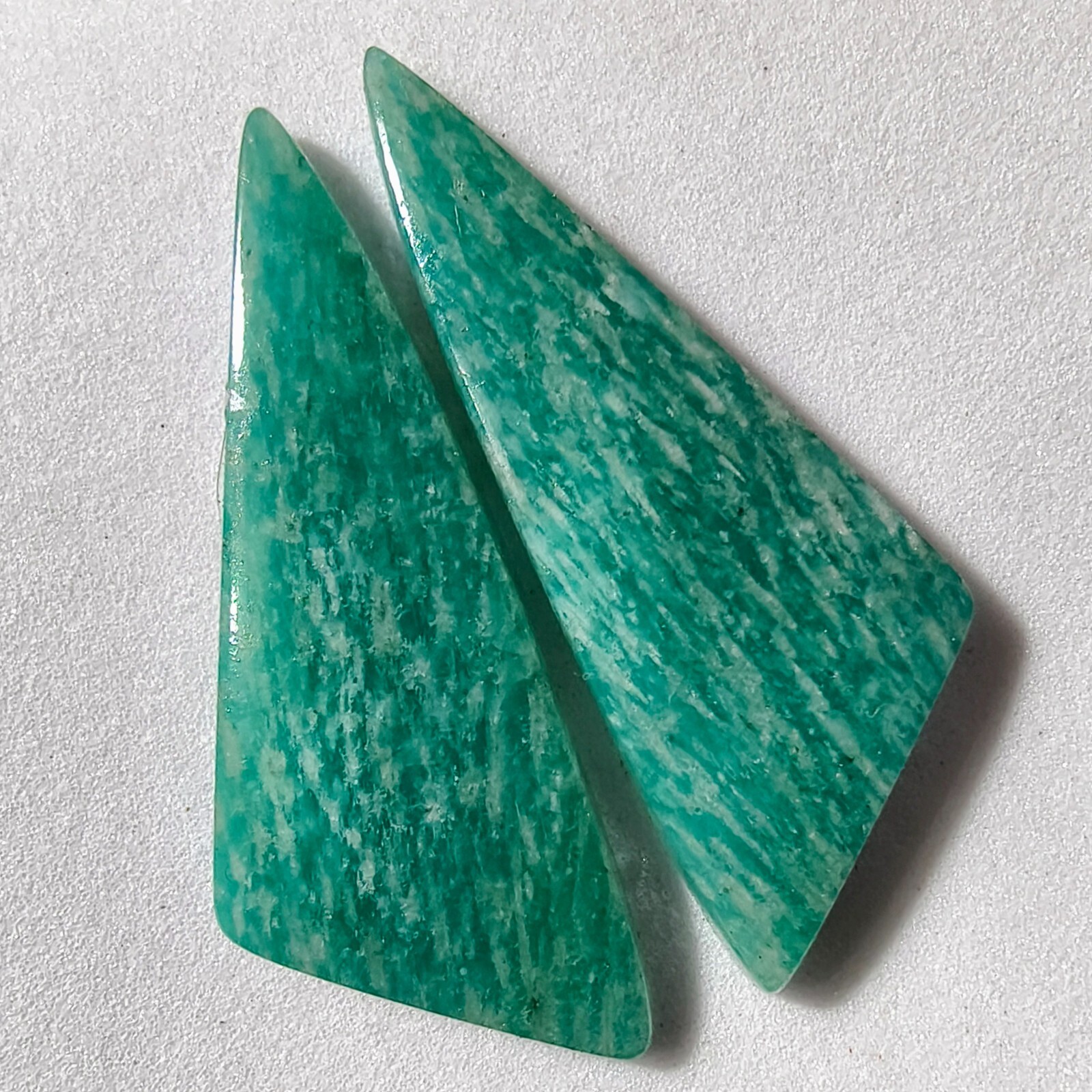 29 Cts Natural Amazonite Match Pair Cabochon Gemstone 39.4 X 15.1 MM
