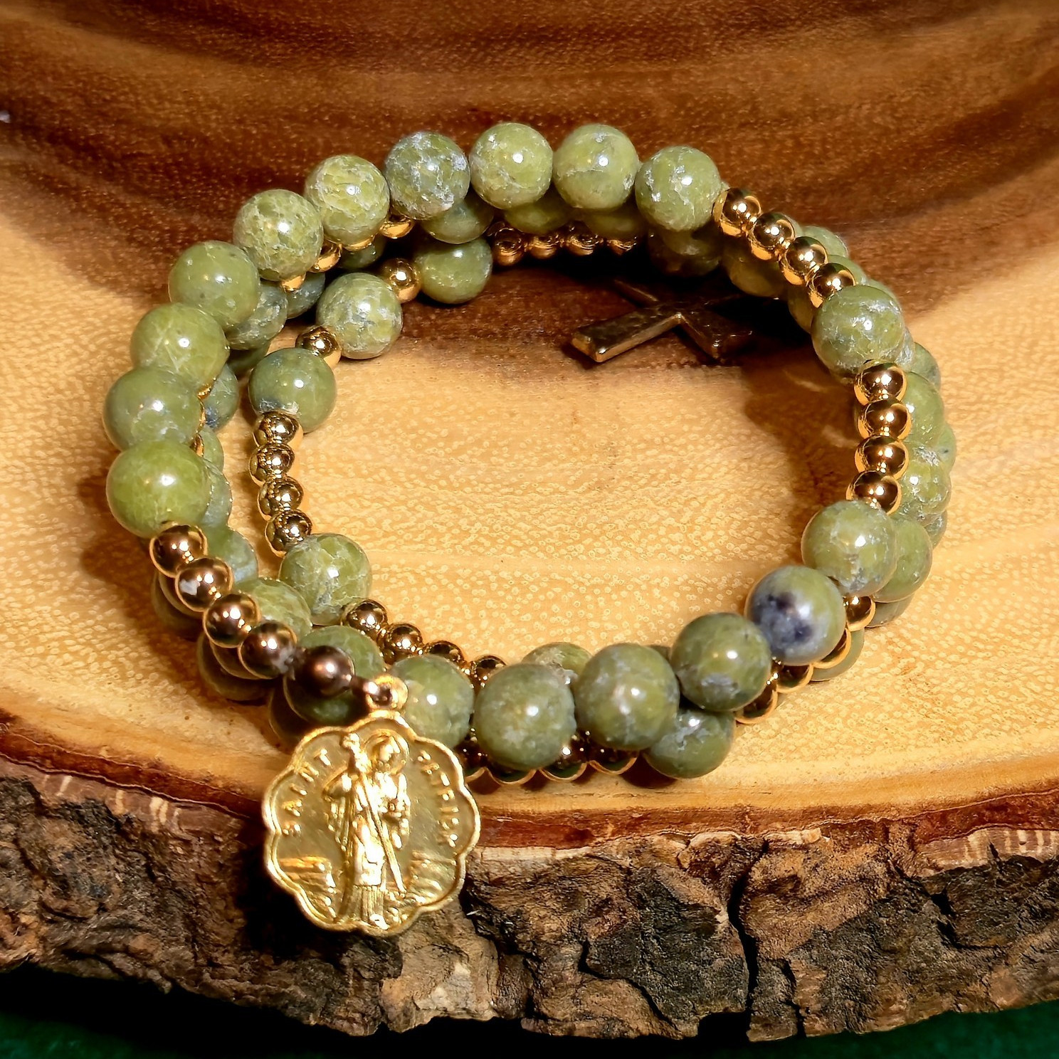 Connemara Marble Wrap Rosary Bracelet.