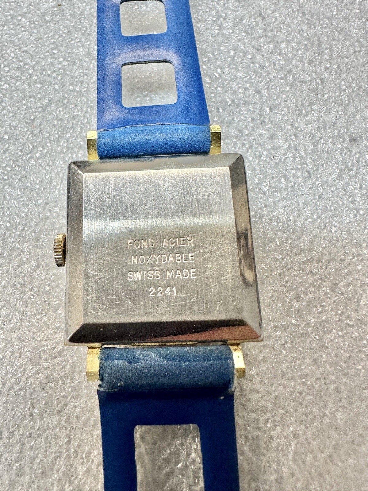 Very Rare VTG Fond Acier Inoxydable Swiss Made Rixalux Square Dave
