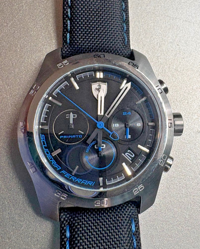 Ferrari Scuderia Black blue stainless Leather band men’s watch Chronograph