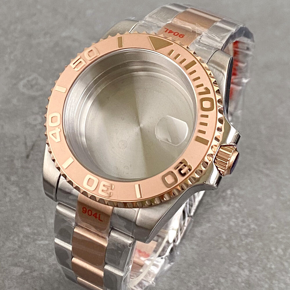 40mm Two Tone Rose Gold 20ATM Diver Watch Case fit NH35 NH34 NH36 ETA2824 PT5000