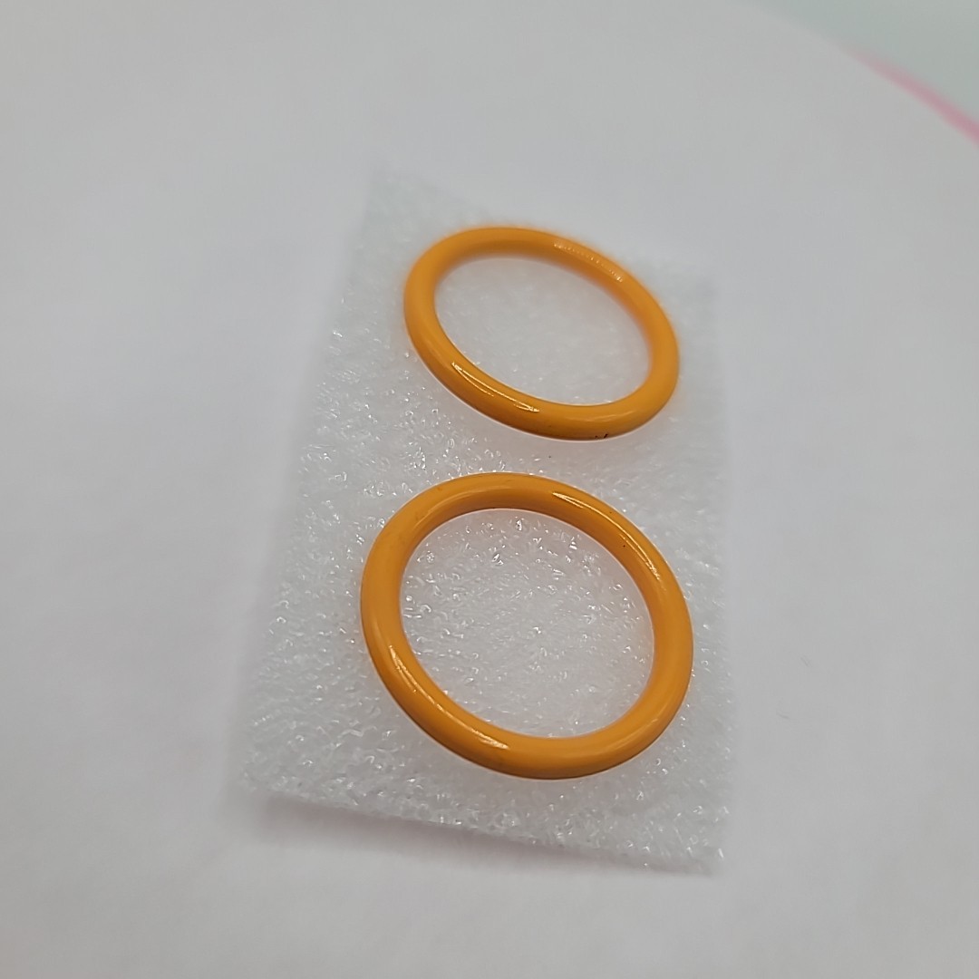 Vtg Mustard Yellow Enamel Round Hoop Pierced Stud Earrings