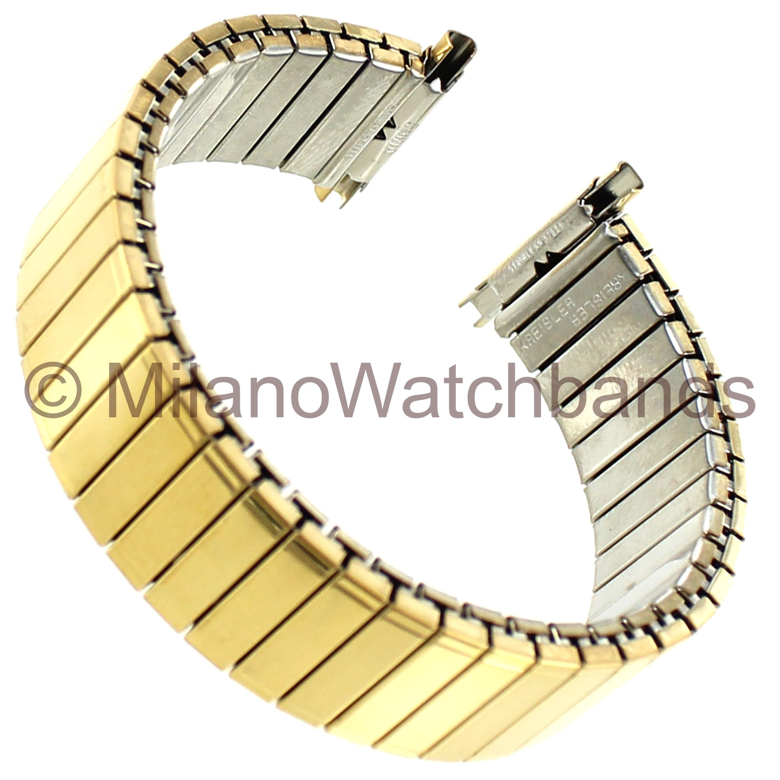16-20mm Kreisler Mens Gold Tone Dura Flex Stainless Steel Mens Watch Band