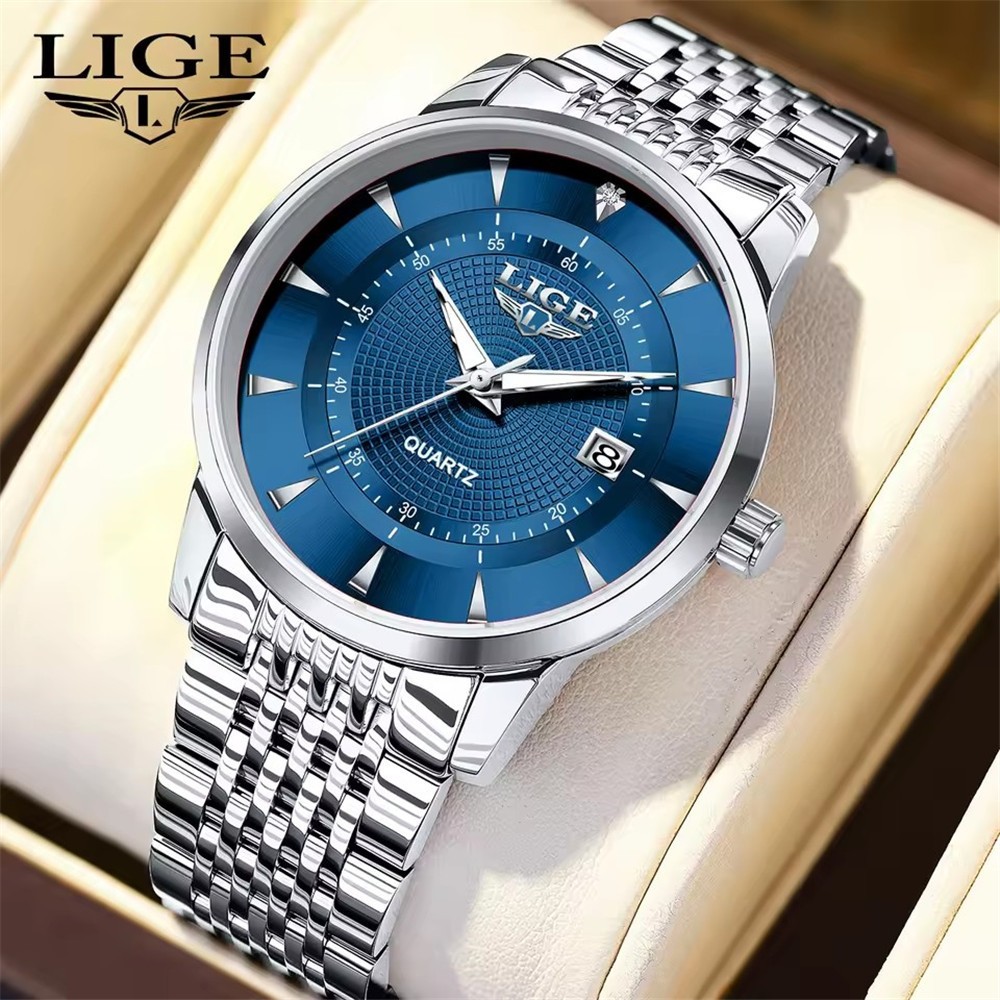 LIGE Men Watch Brand Steel Quartz Wristwatch Casual Business Male Date Watches