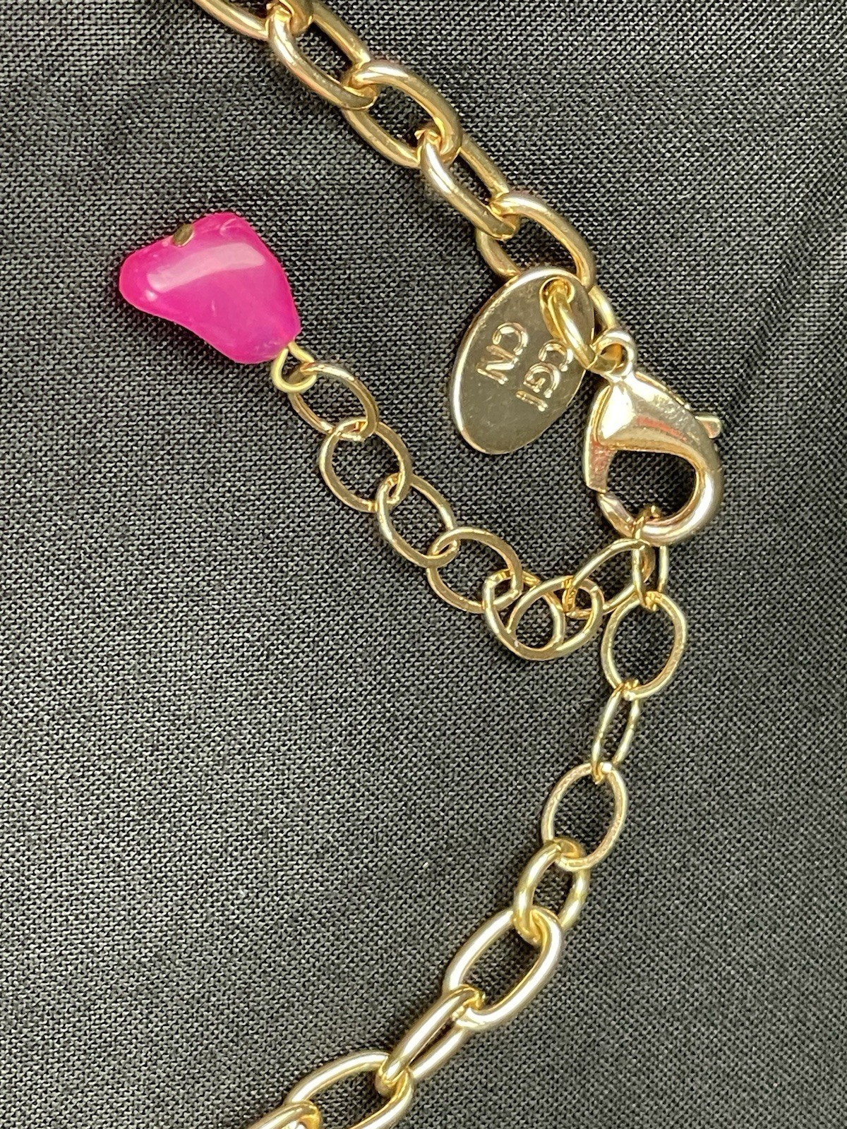 CGI CN Beautiful Statement Pink Gold Tone Necklace.