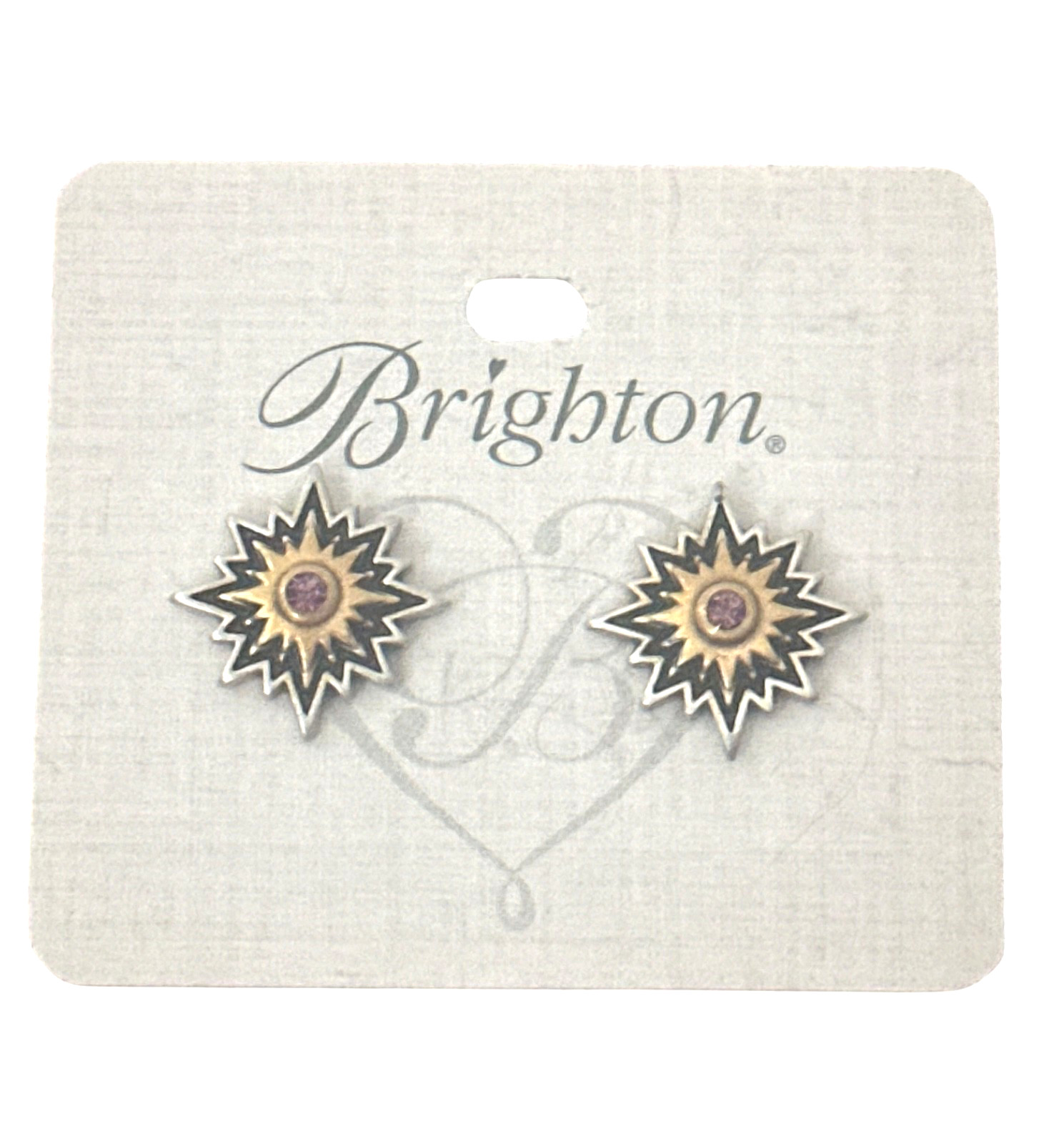 Brighton Dynasty Empire Earrings- Stud- post back- silver gold black-red crystal