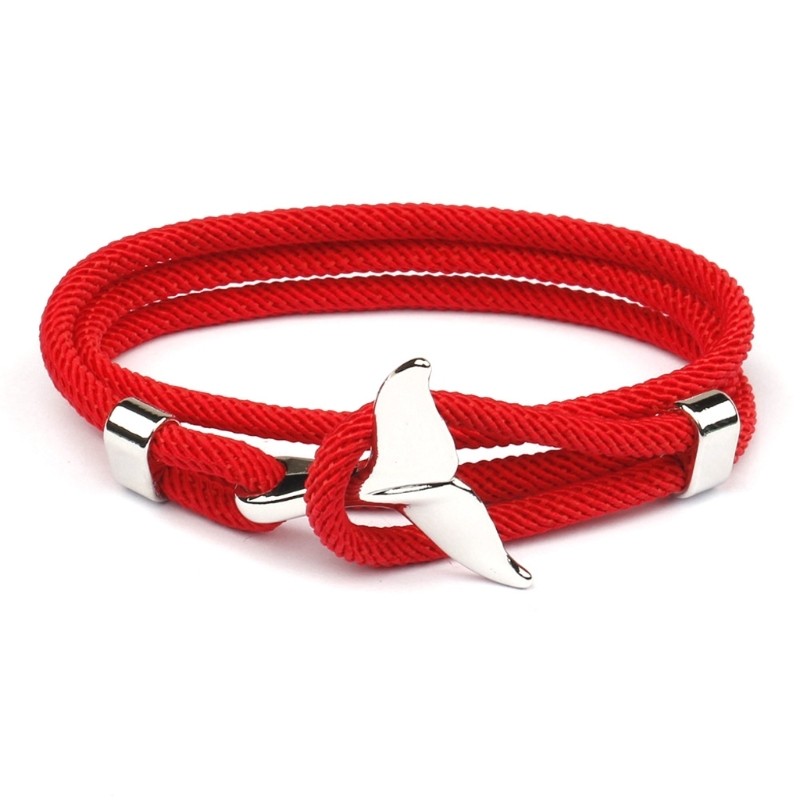 Adjustable Milan-Cord Rope Chain Wristband Whale Tail Wrap Bracelet for Men