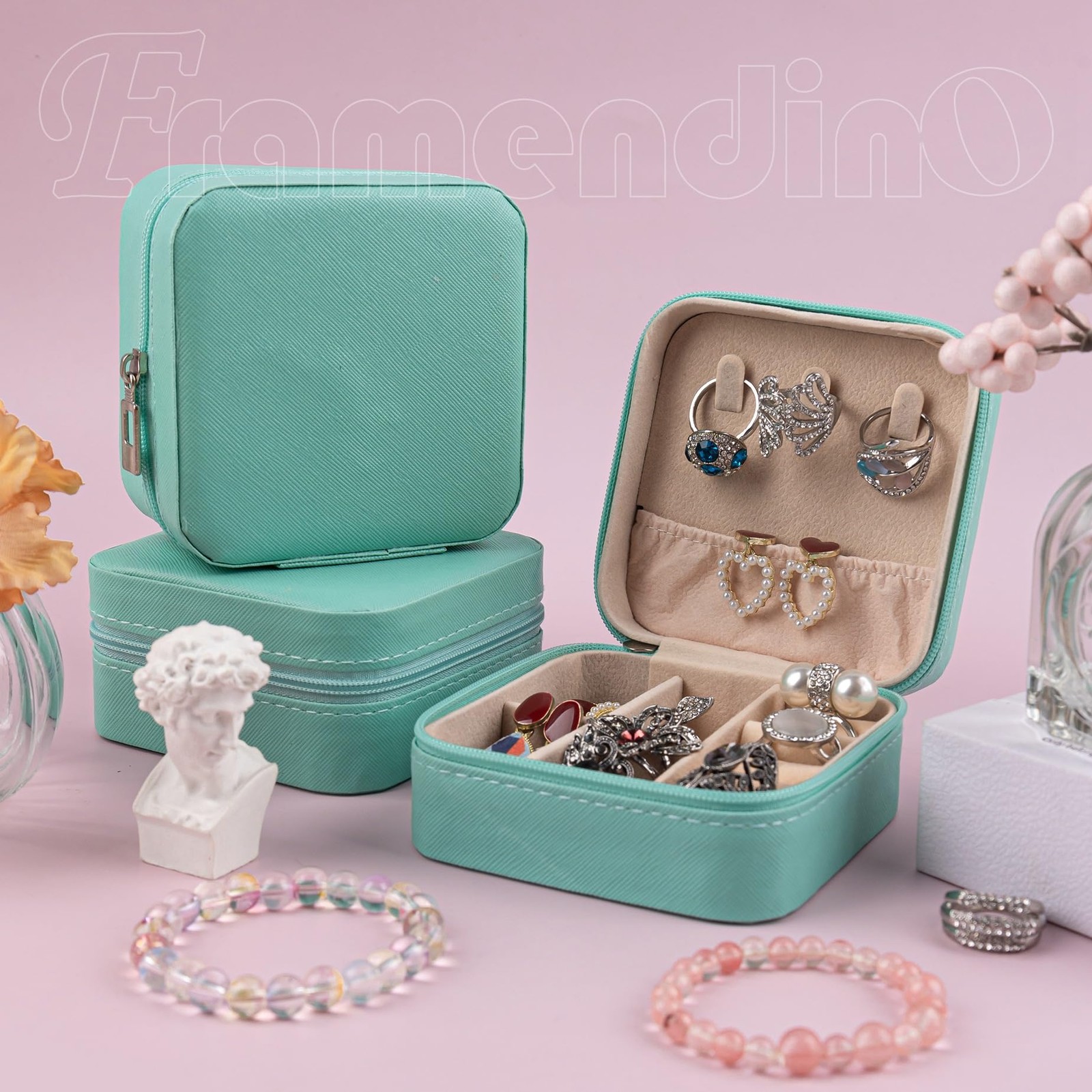 , 8 Pack Mini Travel Jewelry Box Small Organizers Portable Display Storage Ca…