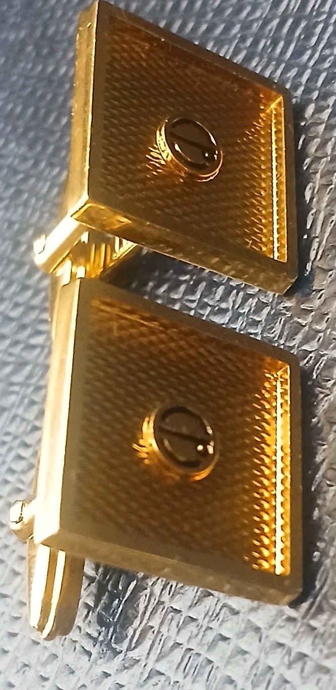 Dunhill Cufflinks Mens Gold Tn Formal Square Classic Luxury Designer Gift Boxed